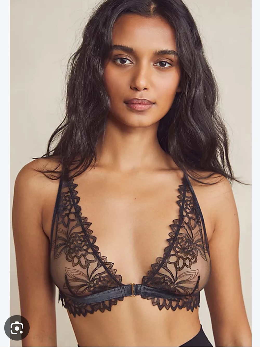 Free People Amelie Embroidered Mesh Triangle Bralette Large New With Tags
